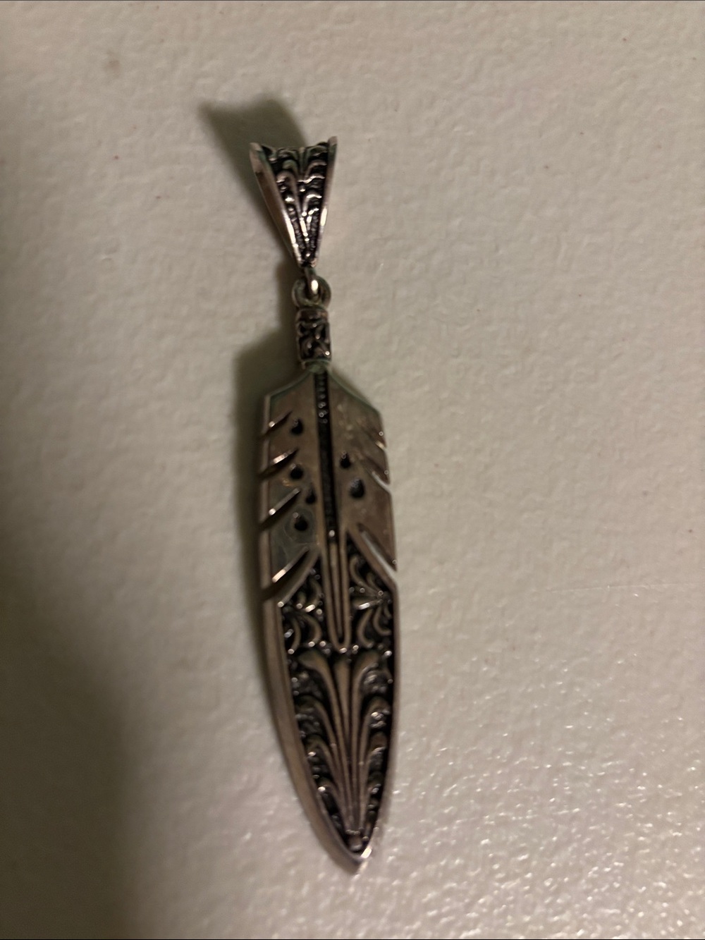 Sterling Silver Feather Pendant Necklace Native American